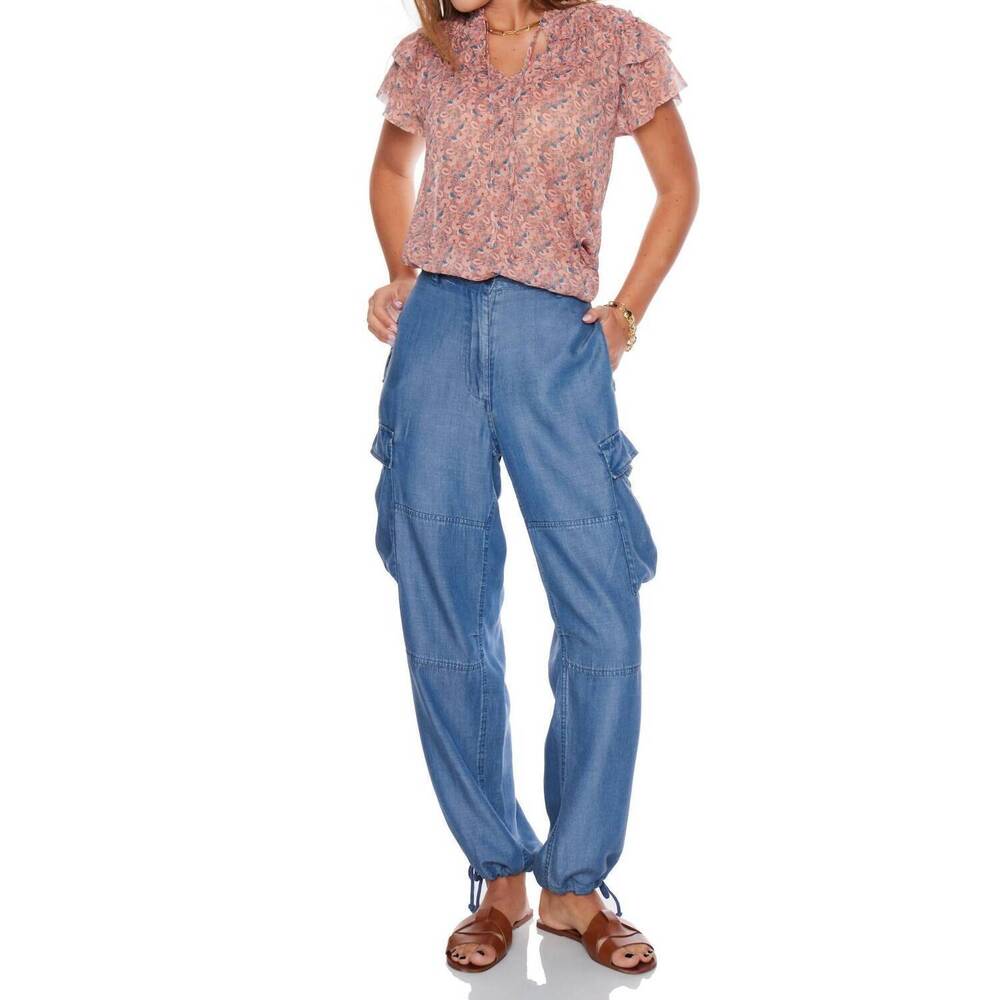 NEW VELVET HEART baylor soft denim midrise cargo pant in calvary blue